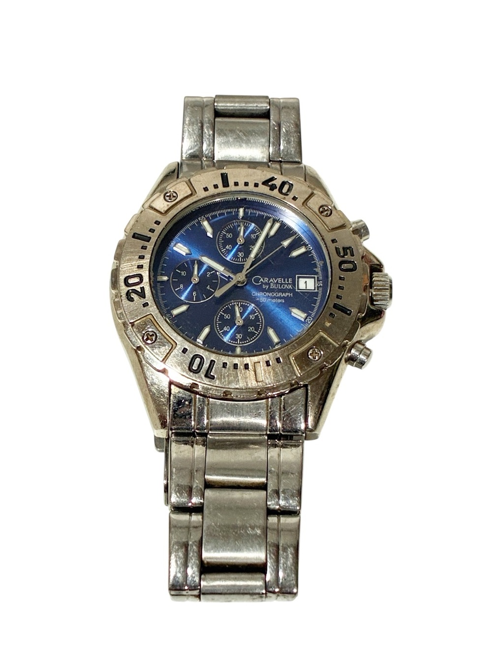Bulova Men's Caravelle Sport Collection Stainless Steel Watch Blue Face